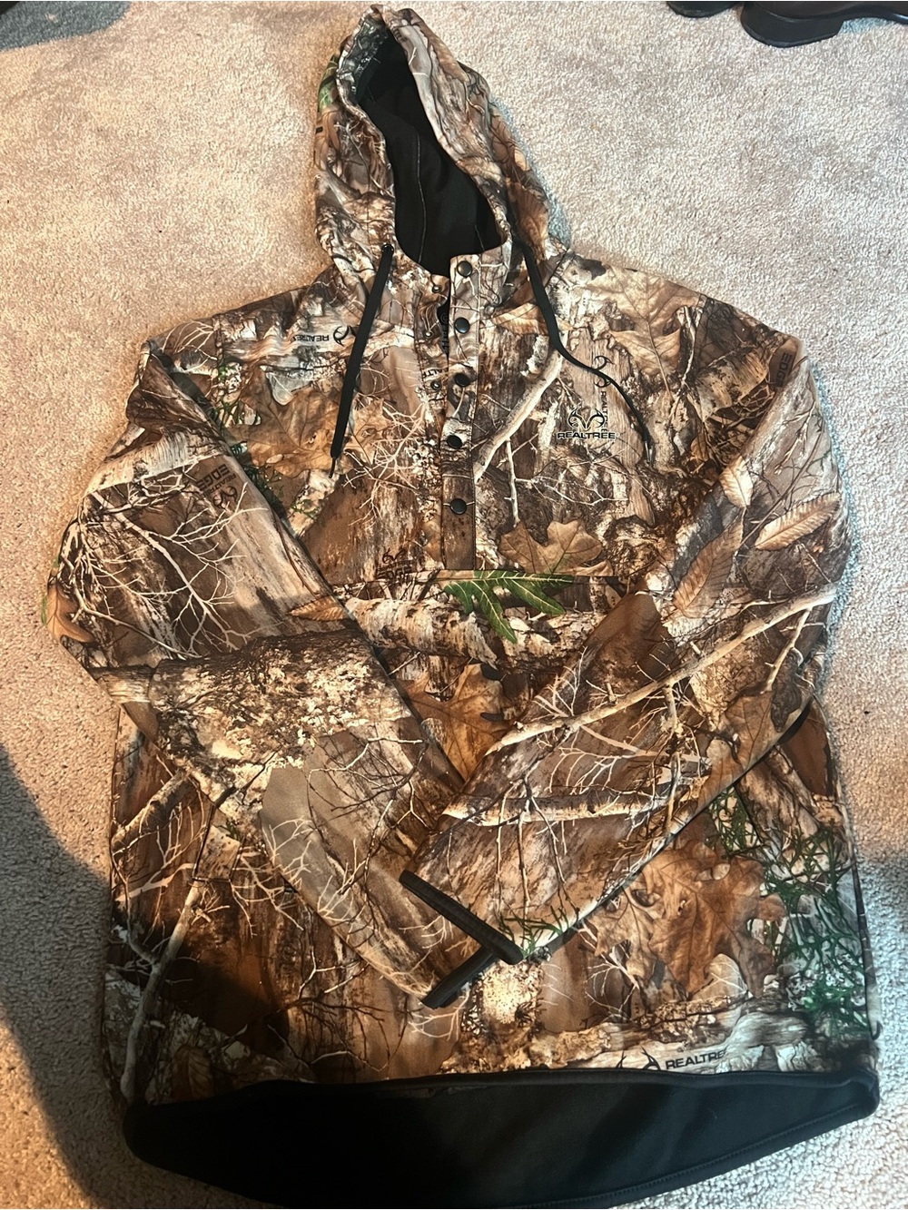 Realtree Camo Performance Hooded Pullover Jacket - Brown/Green